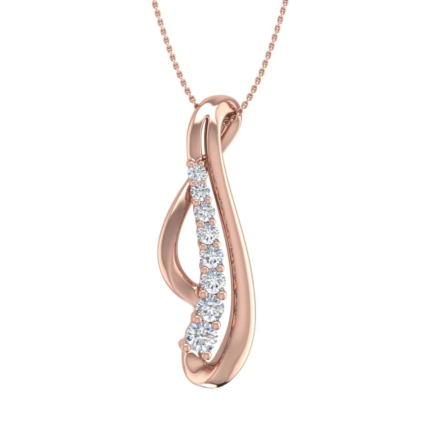 S925 Silver Round Diamond Swirl Pendant Necklace