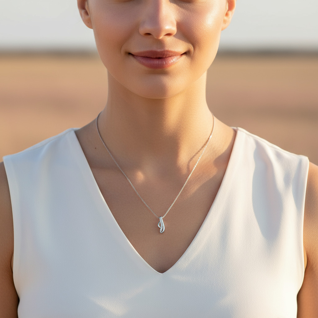 S925 Silver Round Diamond Swirl Pendant Necklace