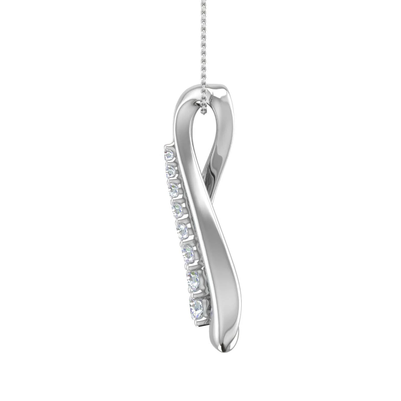 S925 Silver Round Diamond Swirl Pendant Necklace