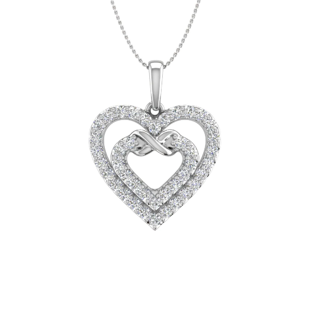 S925 Silver Heart in Heart Infinity Pendant Necklace