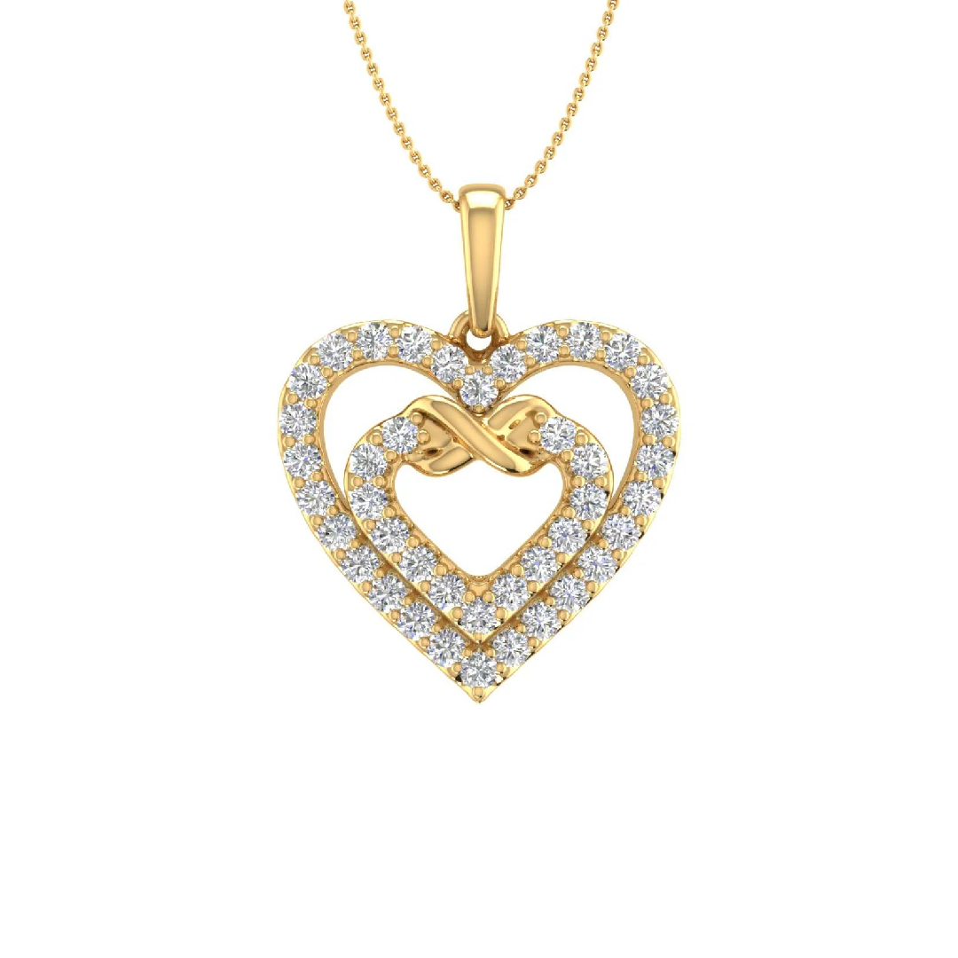 S925 Silver Heart in Heart Infinity Pendant Necklace