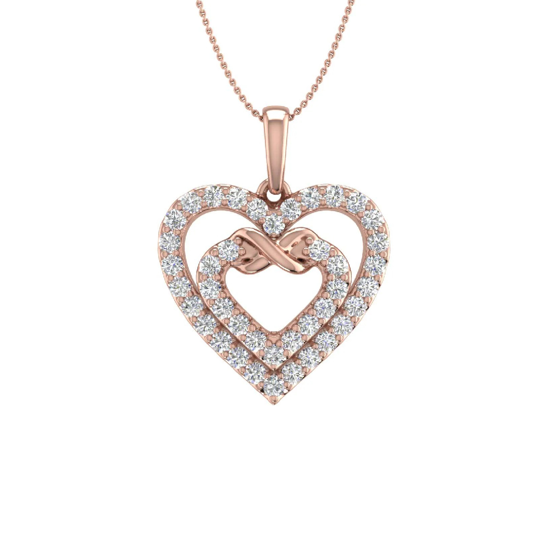 S925 Silver Heart in Heart Infinity Pendant Necklace