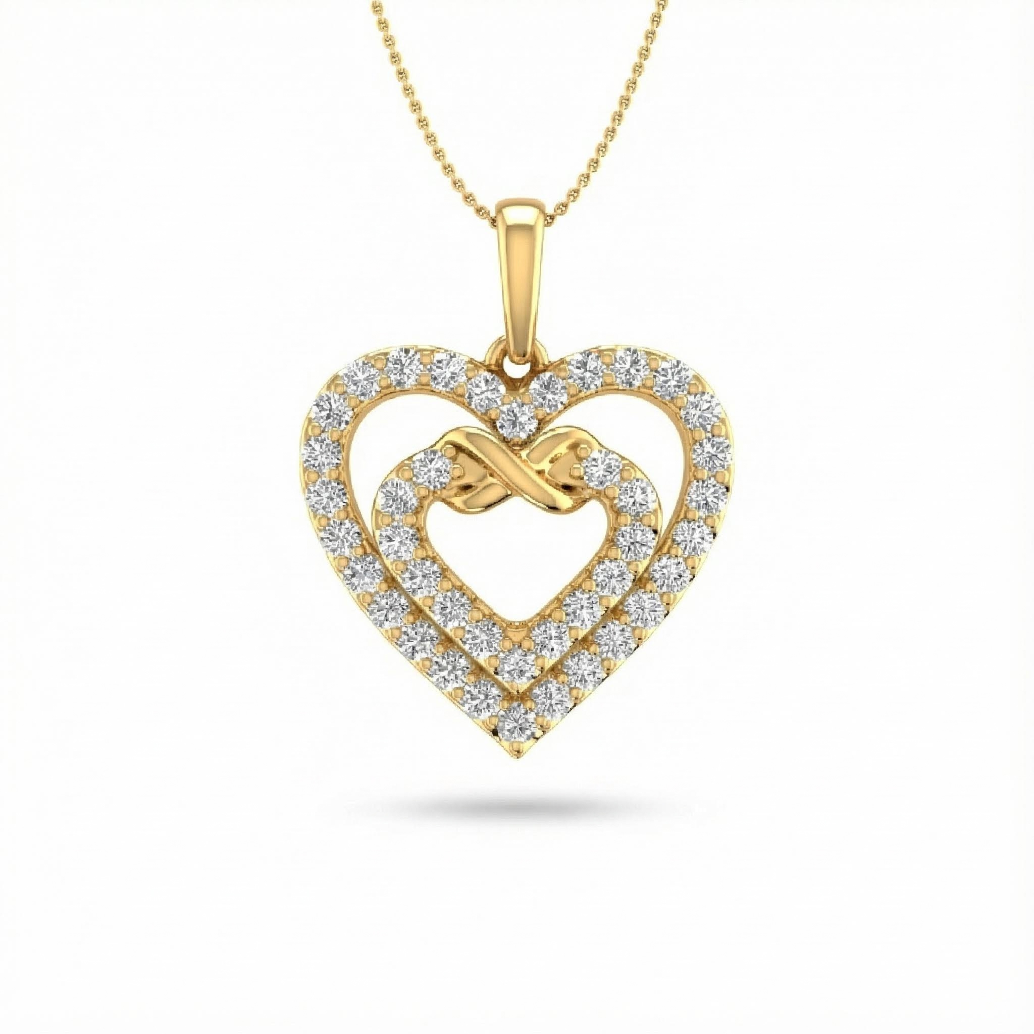 S925 Silver Heart in Heart Infinity Pendant Necklace