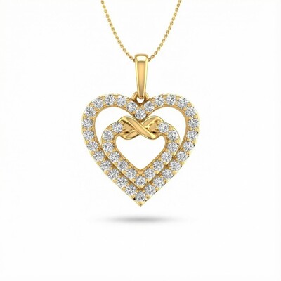 S925 Silver Heart in Heart Infinity Pendant Necklace