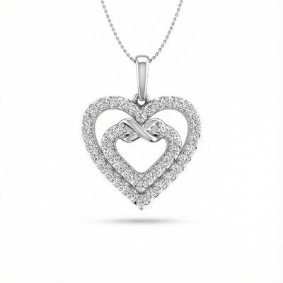 S925 Silver Heart in Heart Infinity Pendant Necklace