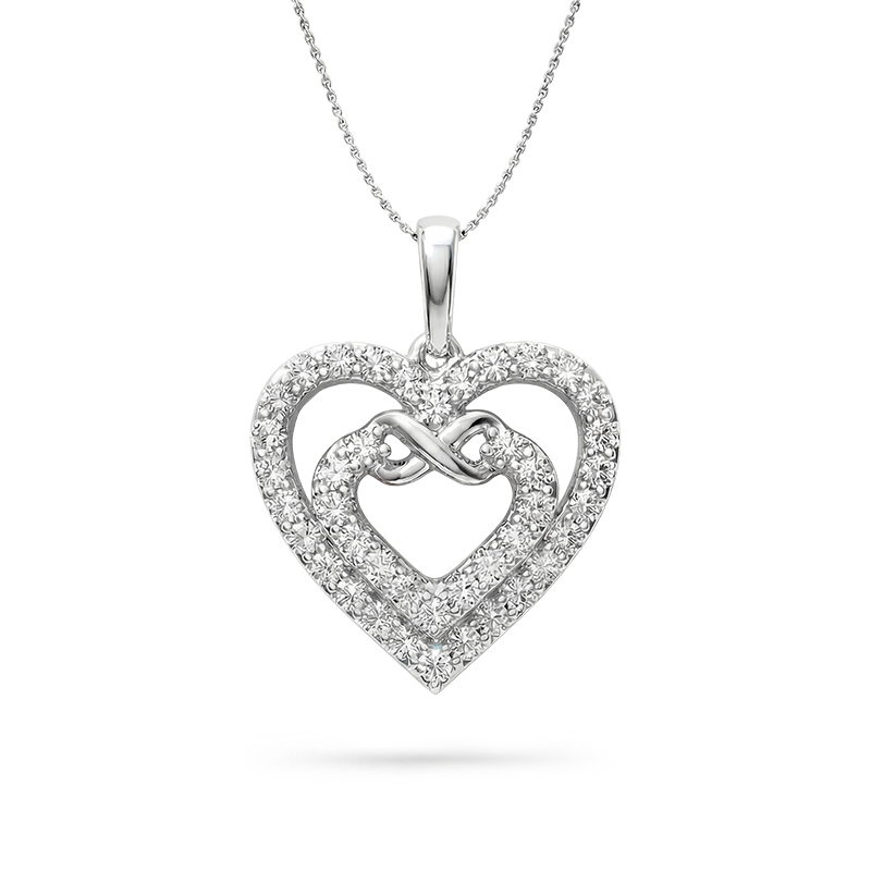 S925 Silver Heart in Heart Infinity Pendant Necklace