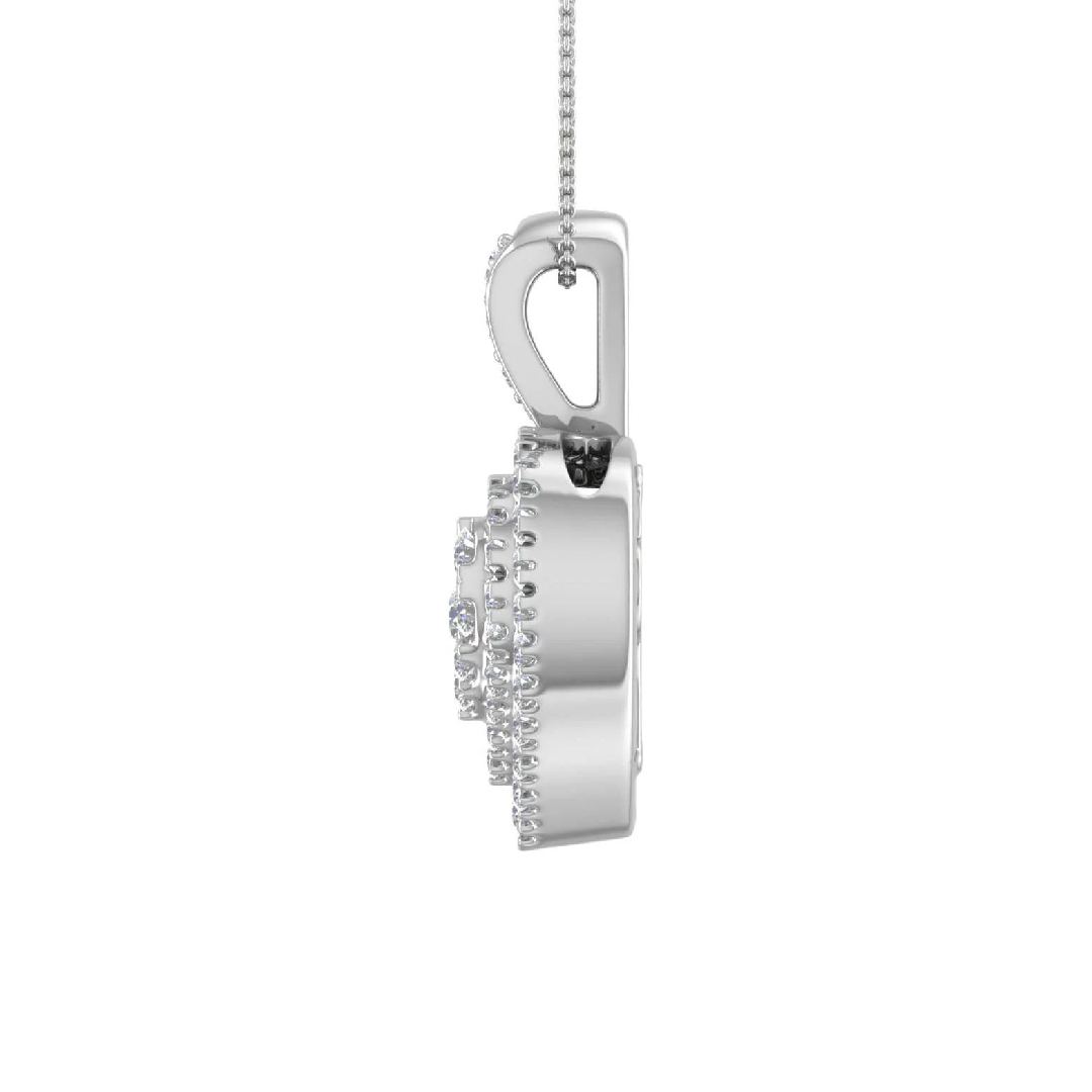 S925 Silver Heart Pave Diamond Pendant Necklace
