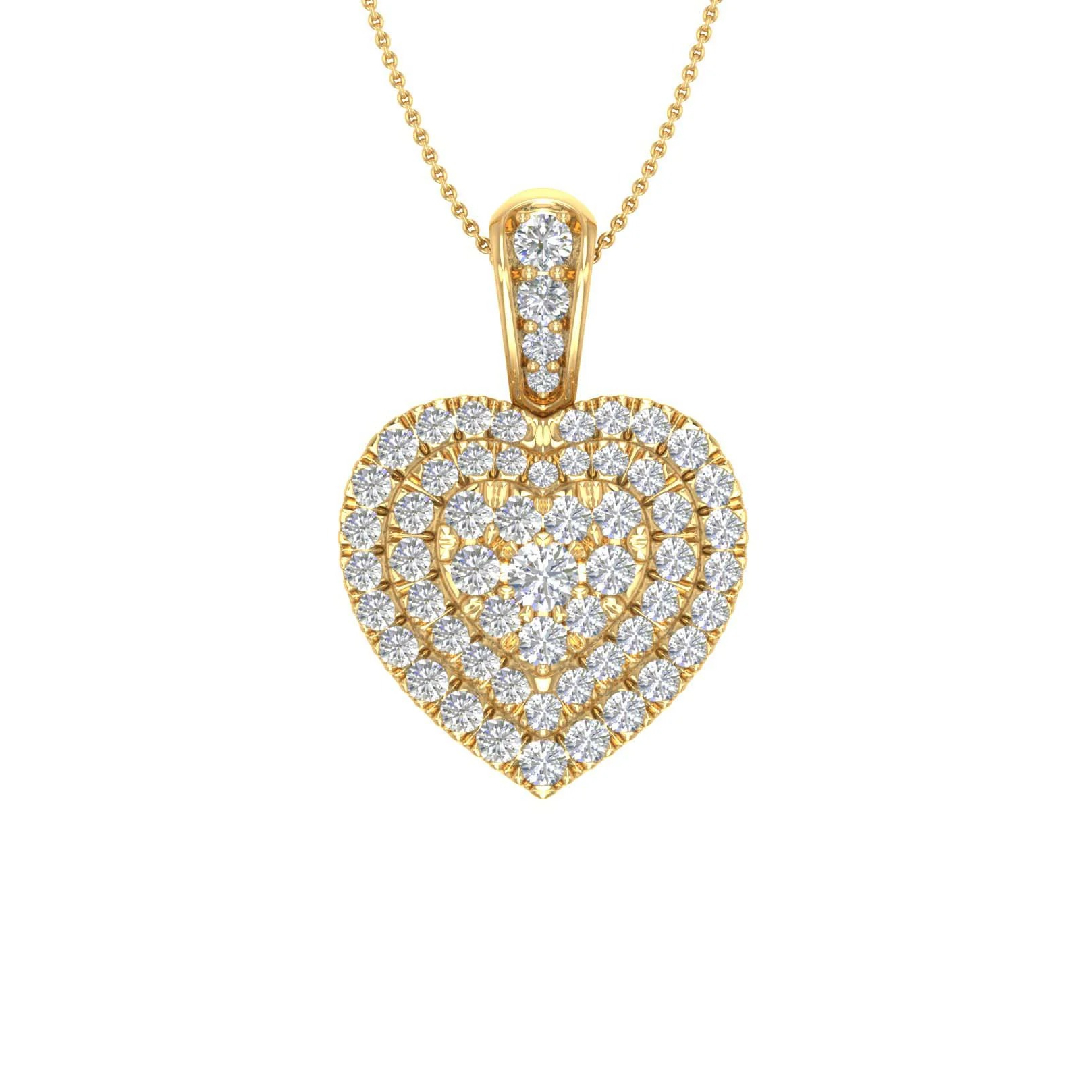 S925 Silver Heart Pave Diamond Pendant Necklace
