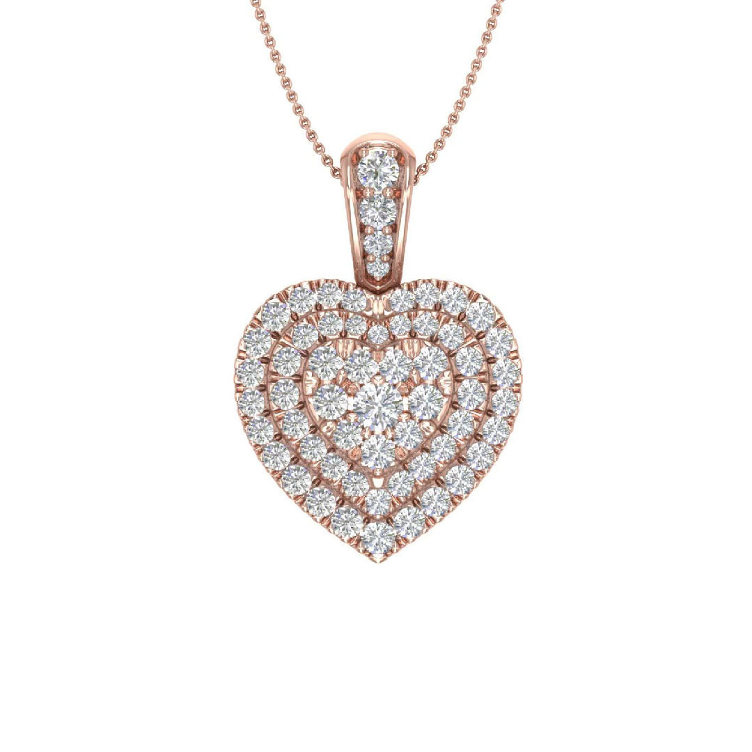 S925 Silver Heart Pave Diamond Pendant Necklace