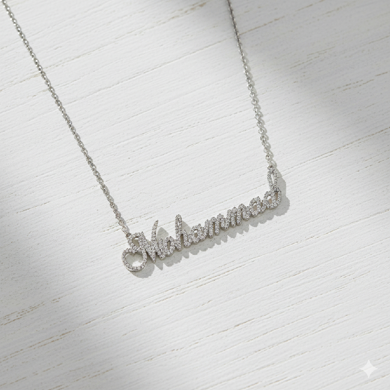 Personalized Name Round Diamond Pendent Necklace - Helloice