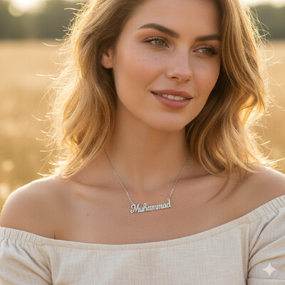 Personalized Name Round Diamond Pendent Necklace