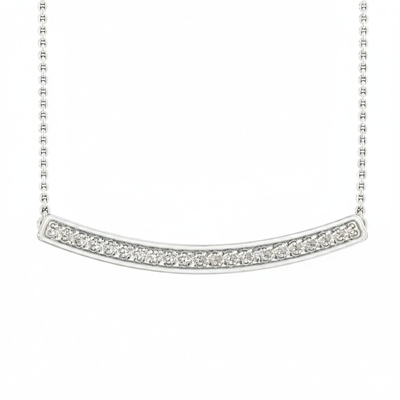 S925 Silver Curved Bar Pendant Necklace