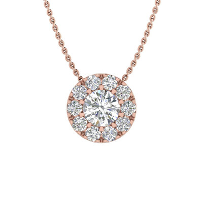 S925 Silver Round Diamond Cluster Pendant Necklace