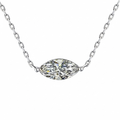 1CT/2CT Marquise Cut VVS Moissanite S925 Silver Solitaire Pendant Necklace