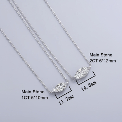 1CT/2CT Marquise Cut VVS Moissanite S925 Silver Solitaire Pendant Necklace