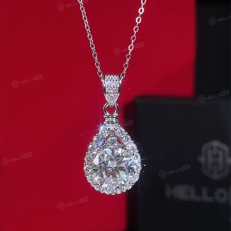 1CT/2CT/3CT/5CT Pear Shaped VVS Moissanite S925 Silver Pendant Necklace