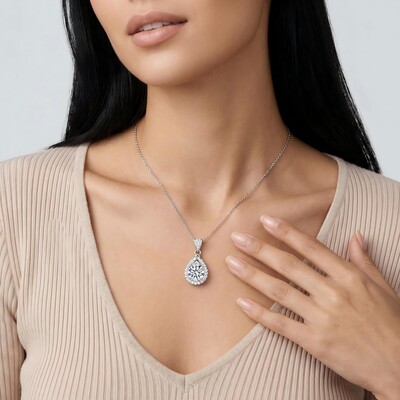 1CT/2CT/3CT/5CT Pear Shaped VVS Moissanite S925 Silver Pendant Necklace