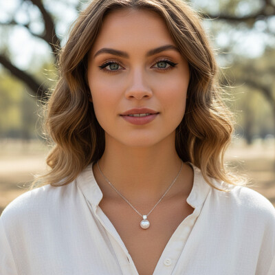 Freshwater Pearl with Round Cut VVS Moissanite S925 Silver Necklace