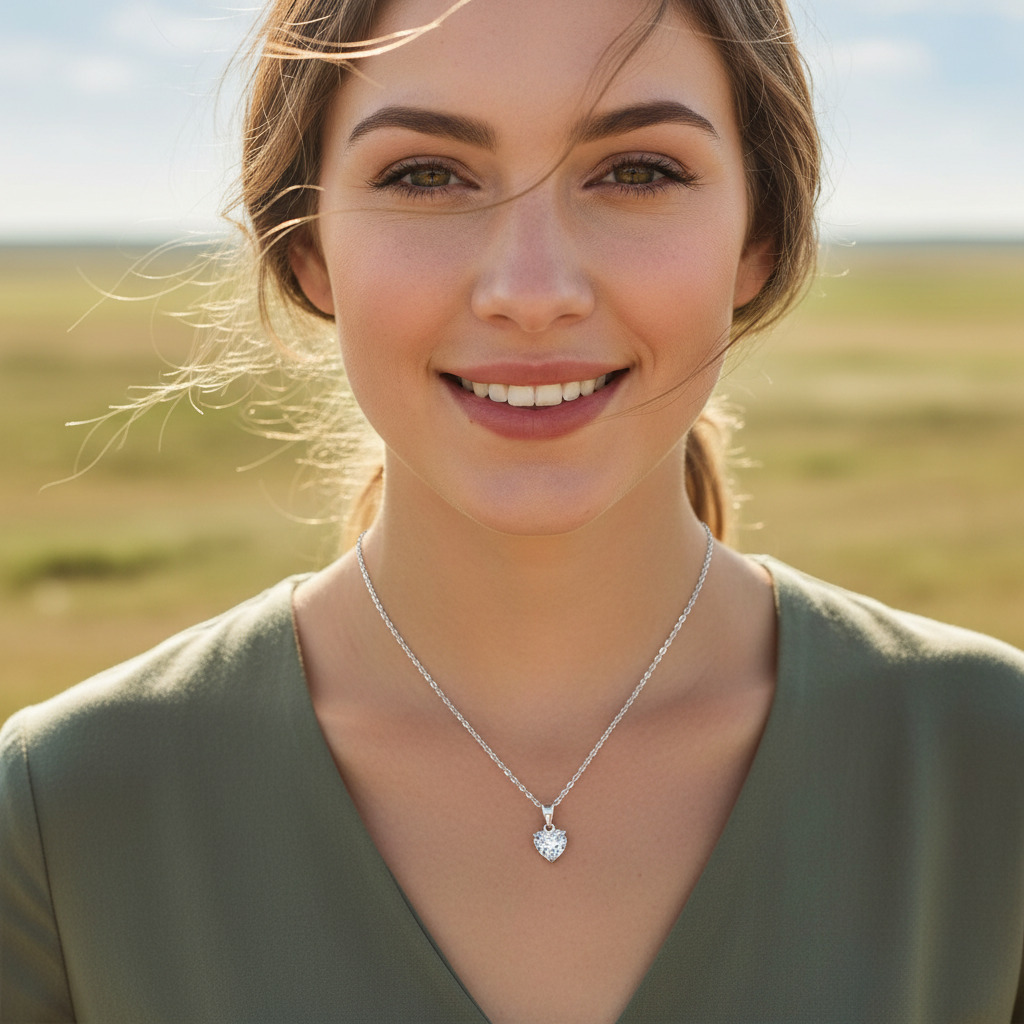 1CT/2CT Heart Cut VVS Moissanite S925 Silver Pendant Necklace