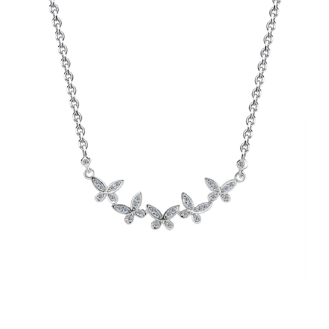 Butterfly Full Moissanite S925 Silver Necklace