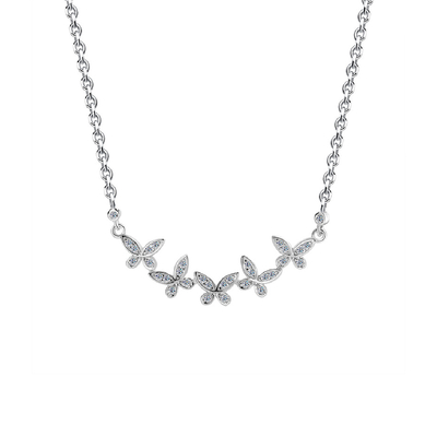 Butterfly Full Moissanite S925 Silver Necklace
