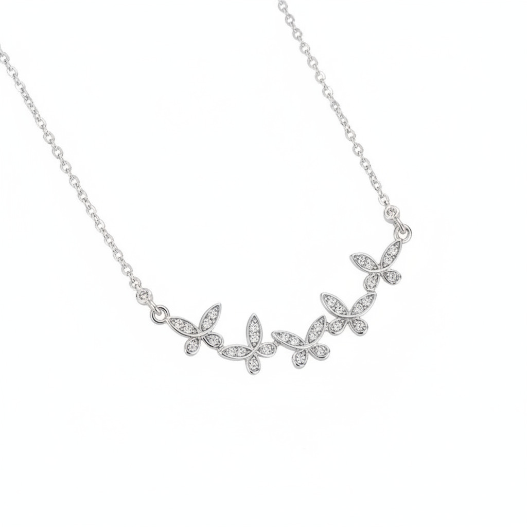 Butterfly Full Moissanite S925 Silver Necklace