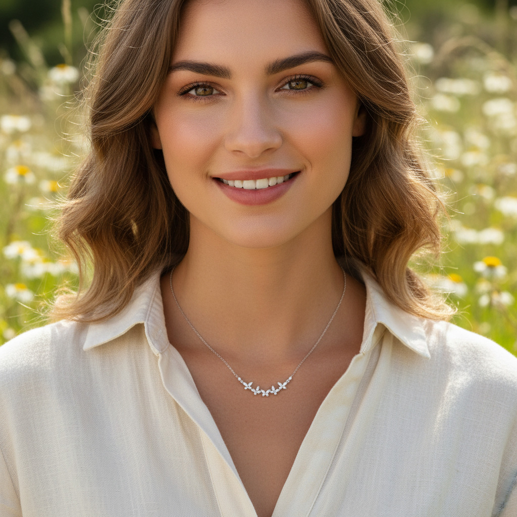 Butterfly Full Moissanite S925 Silver Necklace