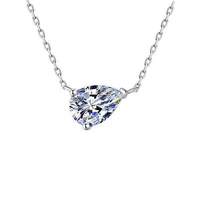1CT/2CT Pear Cut VVS Moissanite S925 Silver Pendant Necklace