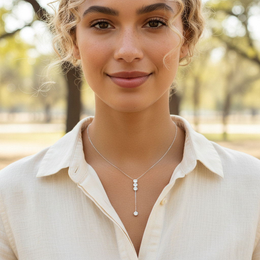 0.4CT/2CT Bezel Set Lariat VVS Moissanite S925 Silver Pendent Necklace 0.4CT/2CT Bezel Set Lariat VVS Moissanite S925 Silver Pendent Necklace