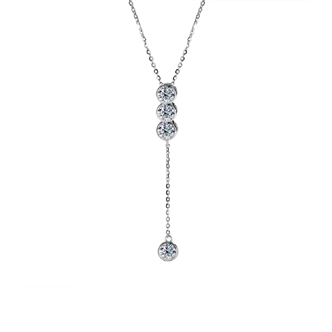 0.4CT/2CT Bezel Set Lariat VVS Moissanite S925 Silver Pendent Necklace 0.4CT/2CT Bezel Set Lariat VVS Moissanite S925 Silver Pendent Necklace