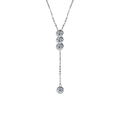 0.4CT/2CT Bezel Set Lariat VVS Moissanite S925 Silver Pendent Necklace