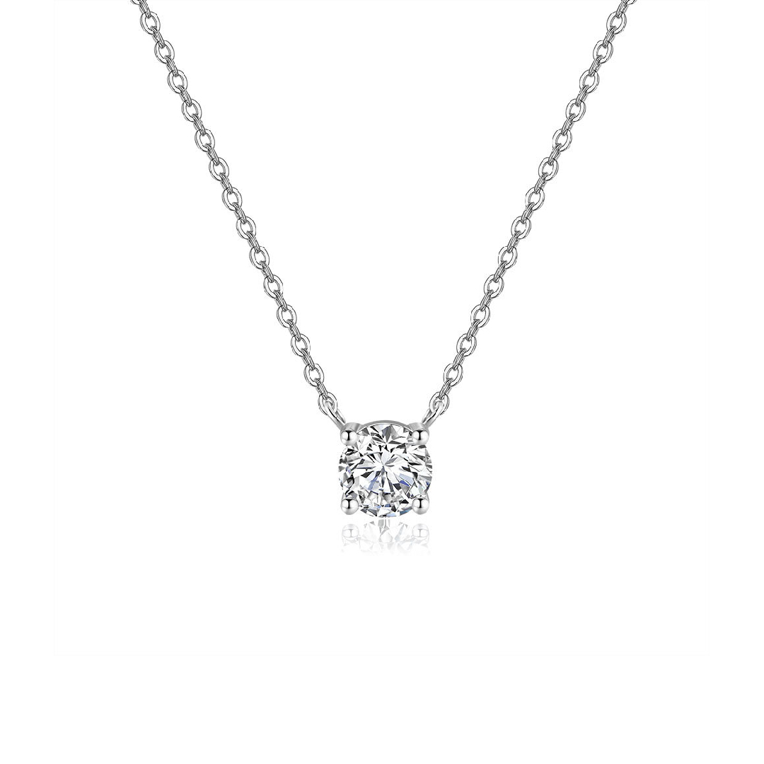 0.5CT/1CT/2CT Round Cut VVS Moissanite S925 Silver Pendant Necklace