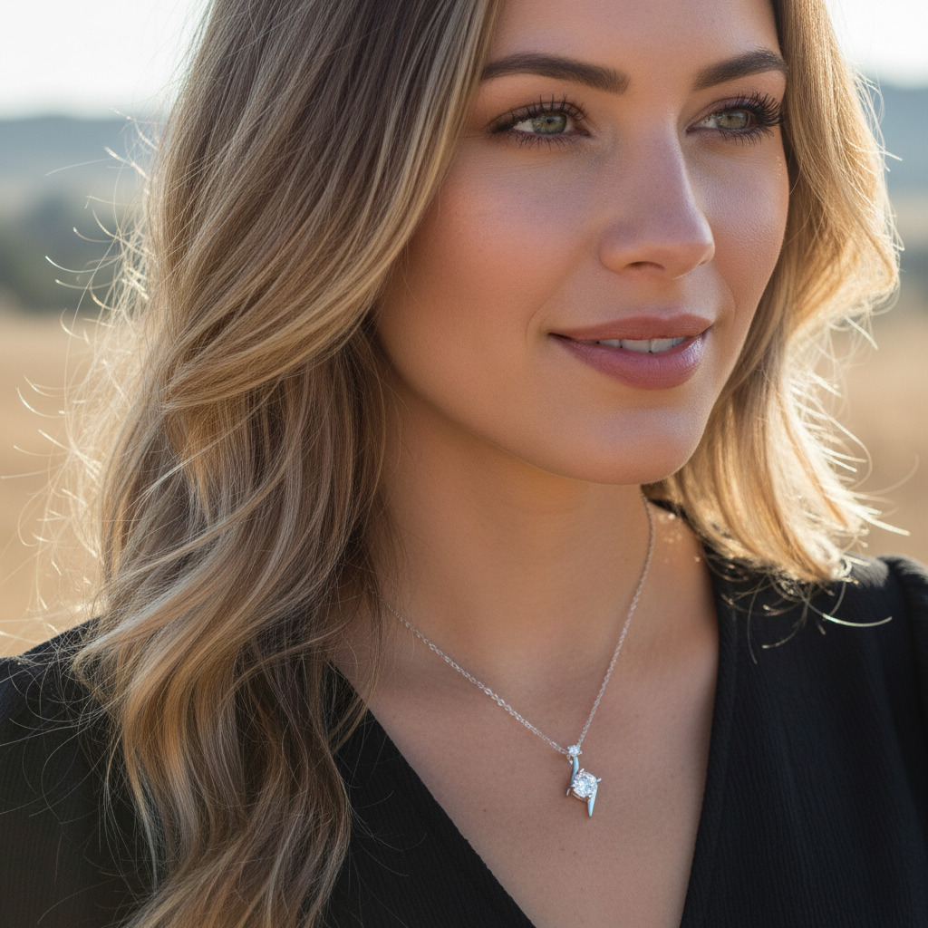 Lightning Star Round Cut VVS Moissanite S925 Silver Pendant Necklace