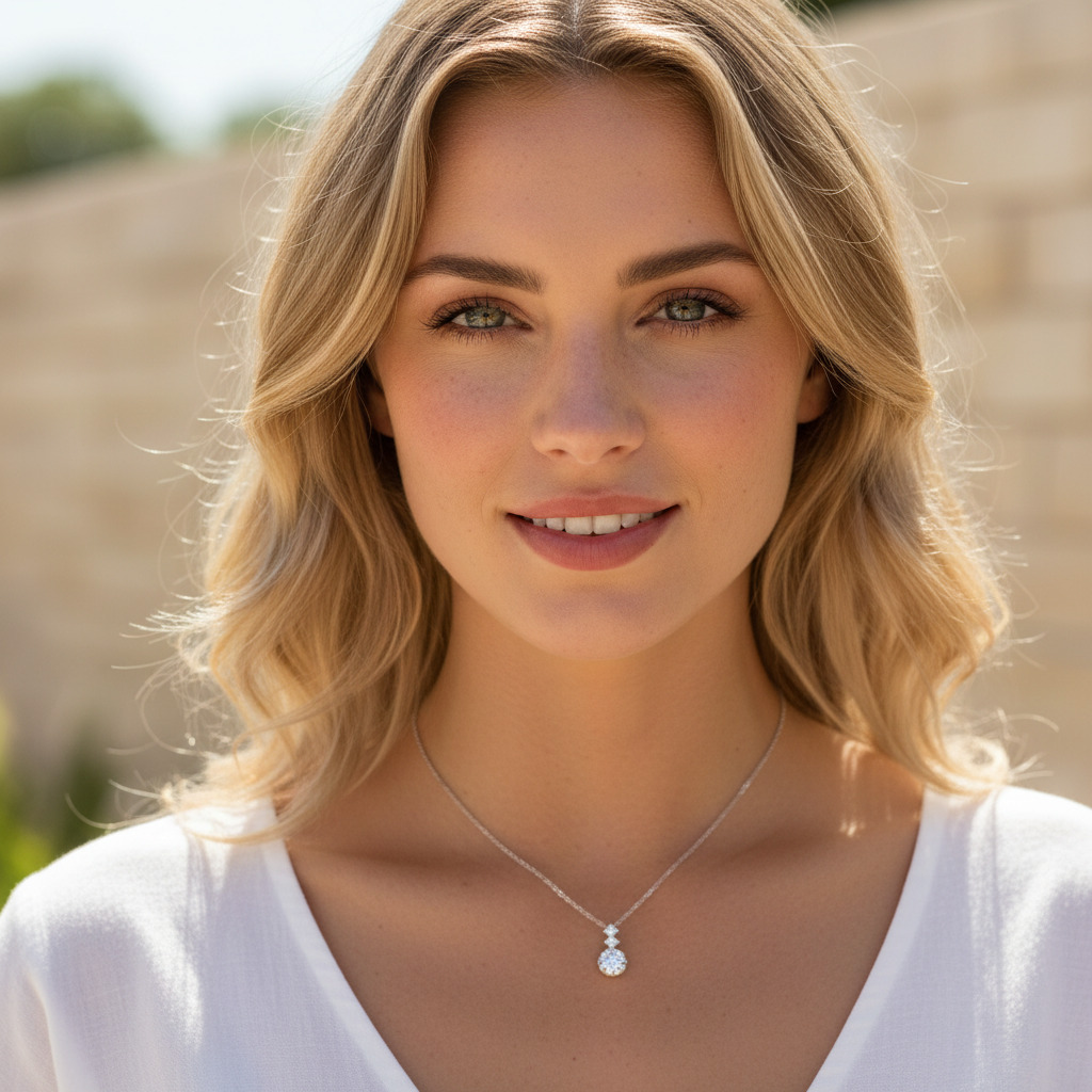 1CT Round Cut VVS Moissanite S925 Silver Pendant Necklace 1CT Round Cut VVS Moissanite S925 Silver Pendant Necklace