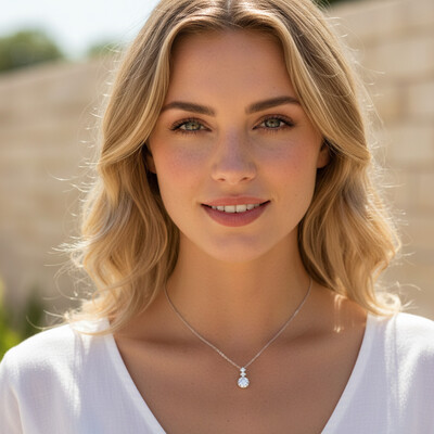 1CT Round Cut VVS Moissanite S925 Silver Pendant Necklace