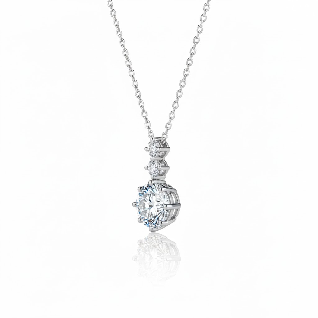 1CT Round Cut VVS Moissanite S925 Silver Pendant Necklace 1CT Round Cut VVS Moissanite S925 Silver Pendant Necklace