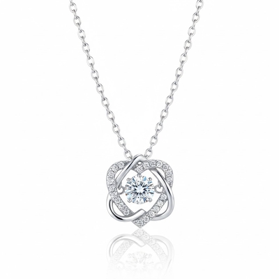 Double Heart 0.5CT Round Cut VVS Moissanite S925 Silver Pendent