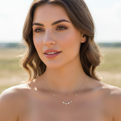 S925 Silver Round Diamond Leaf Necklace Pendant