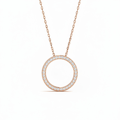 S925 Silver Circle Channel Set Pendant Necklace