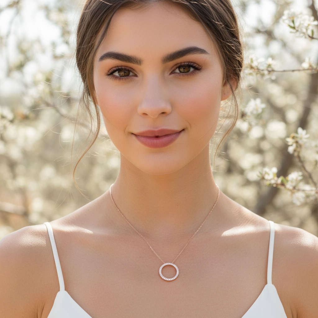 S925 Silver Circle Channel Set Pendant Necklace S925 Silver Circle Channel Set Pendant Necklace