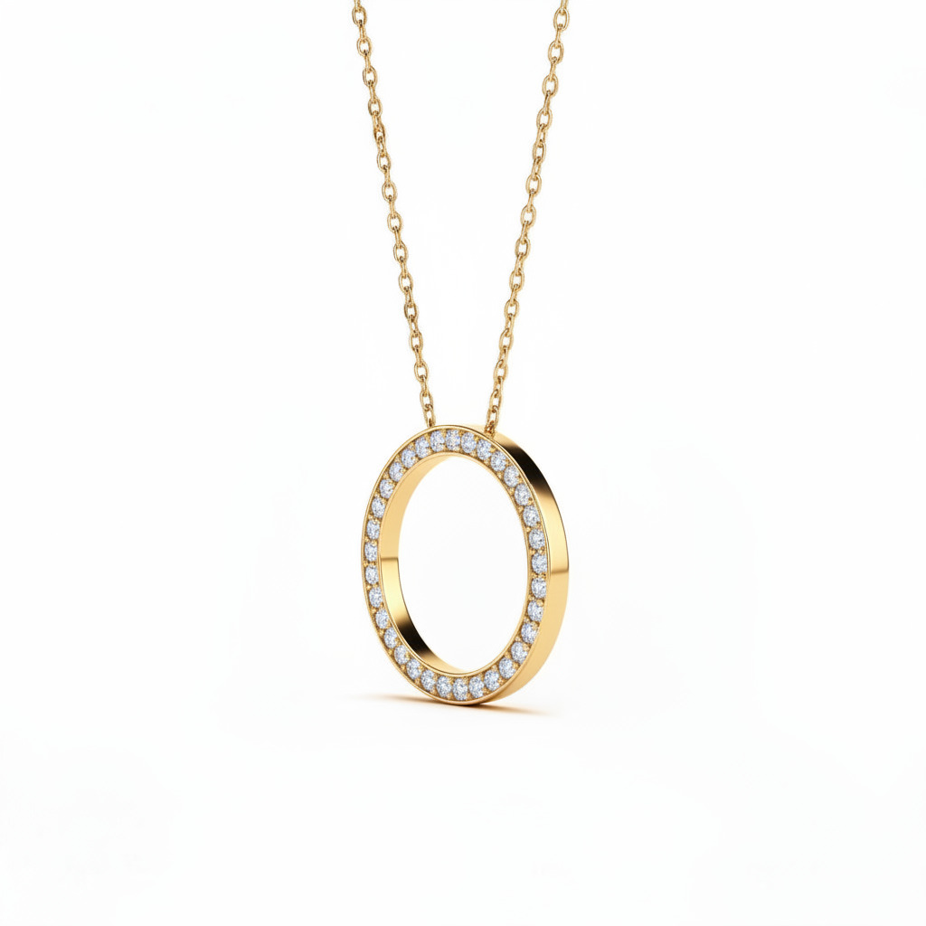 S925 Silver Circle Channel Set Pendant Necklace S925 Silver Circle Channel Set Pendant Necklace