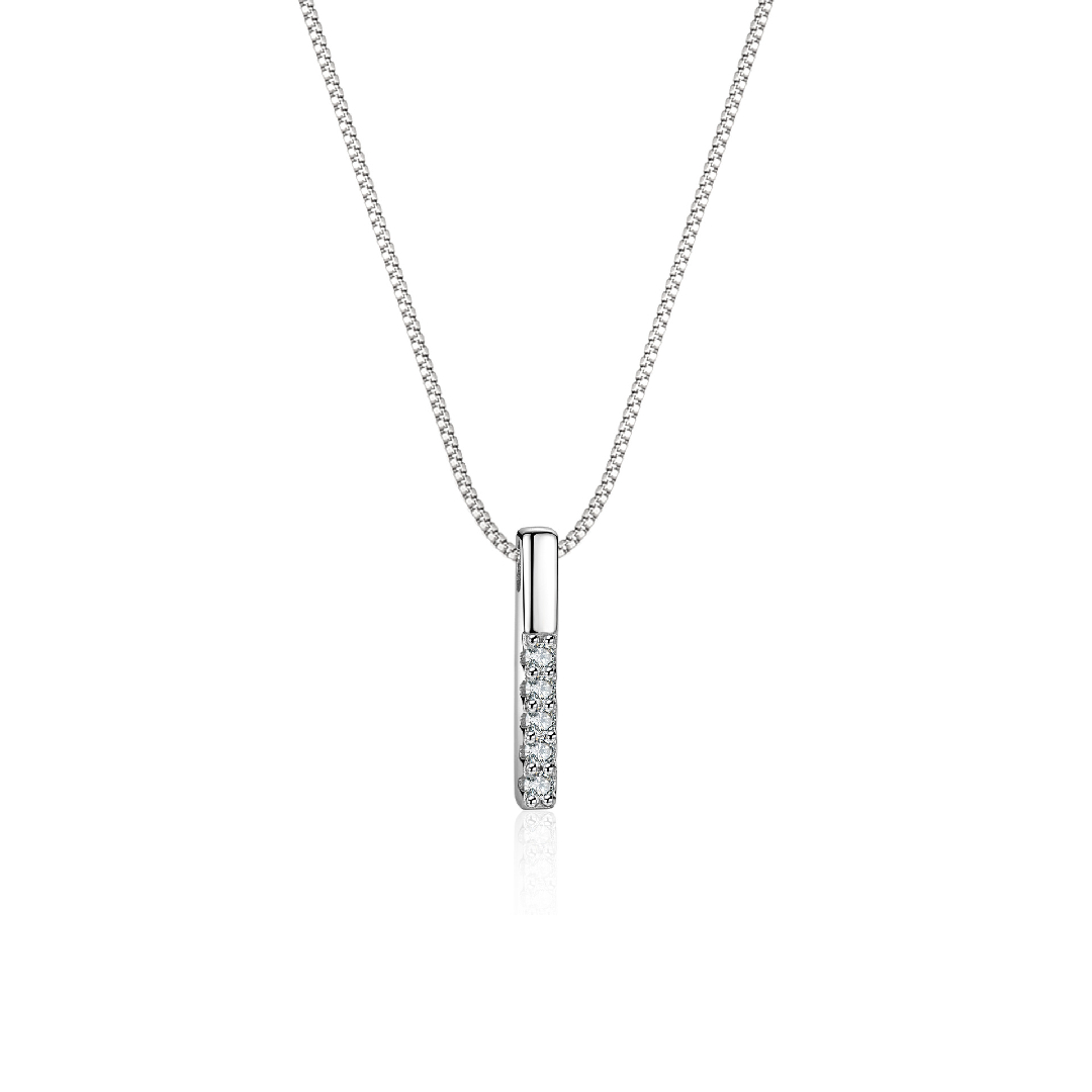 Vertical Bar Round Cut VVS Moissanite S925 Silver Necklace Vertical Bar Round Cut VVS Moissanite S925 Silver Necklace