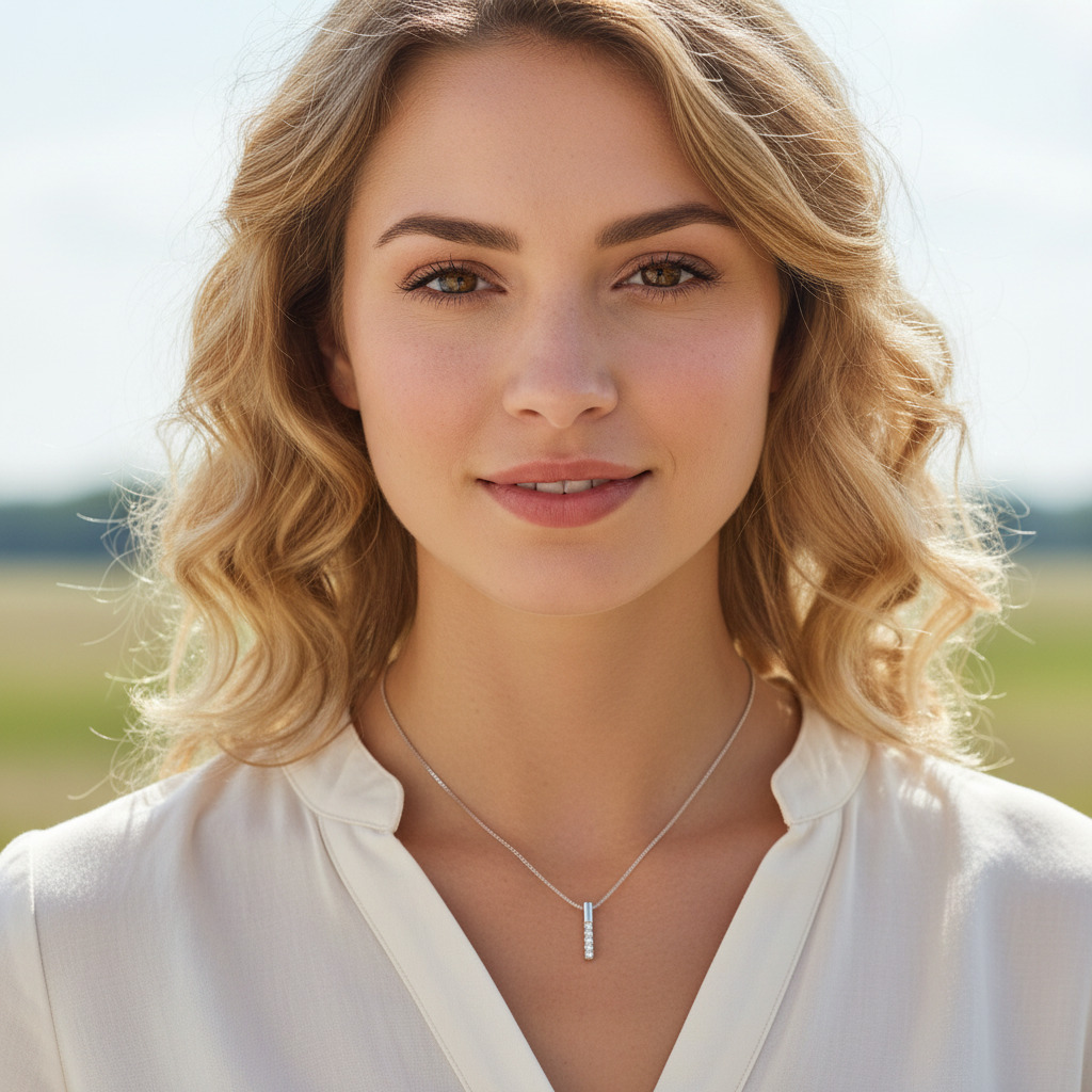 Vertical Bar Round Cut VVS Moissanite S925 Silver Necklace Vertical Bar Round Cut VVS Moissanite S925 Silver Necklace