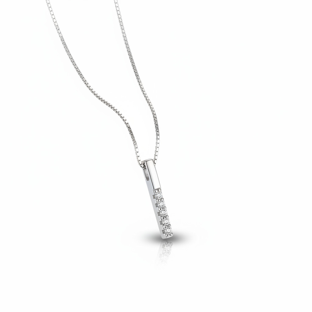 Vertical Bar Round Cut VVS Moissanite S925 Silver Necklace Vertical Bar Round Cut VVS Moissanite S925 Silver Necklace