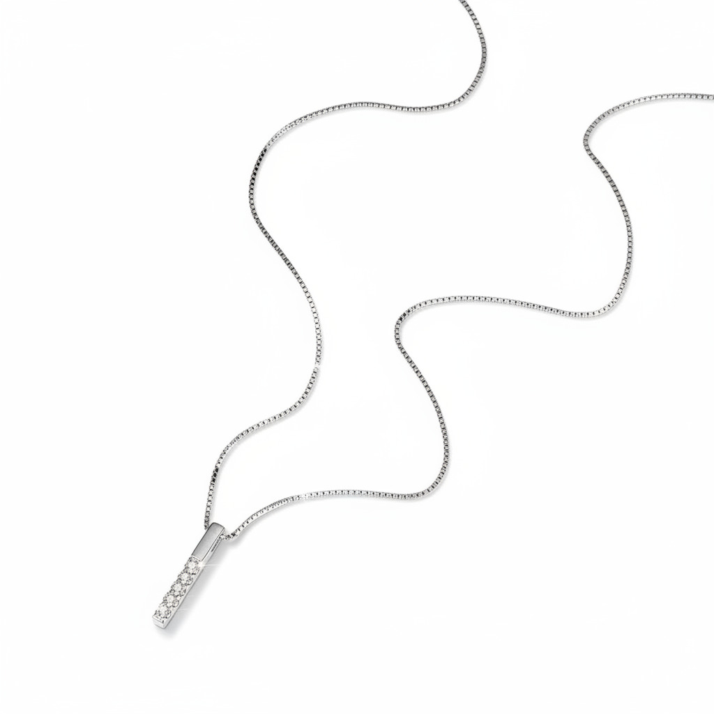 Vertical Bar Round Cut VVS Moissanite S925 Silver Necklace Vertical Bar Round Cut VVS Moissanite S925 Silver Necklace