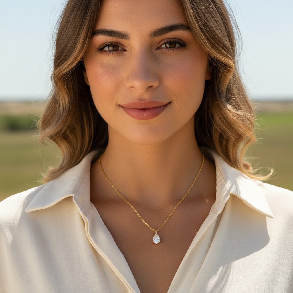 1CT Pear Cut VVS Moissanite S925 Silver Solitaire Pendent Necklace