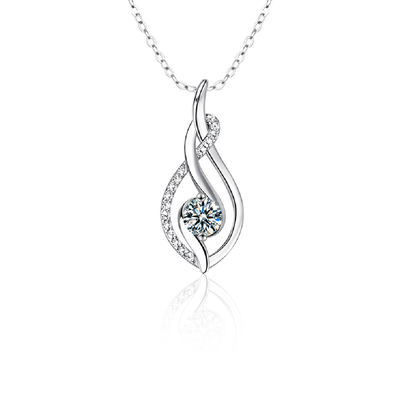 0.5CT Round Cut VVS Moissanite S925 Silver Pendant Necklace