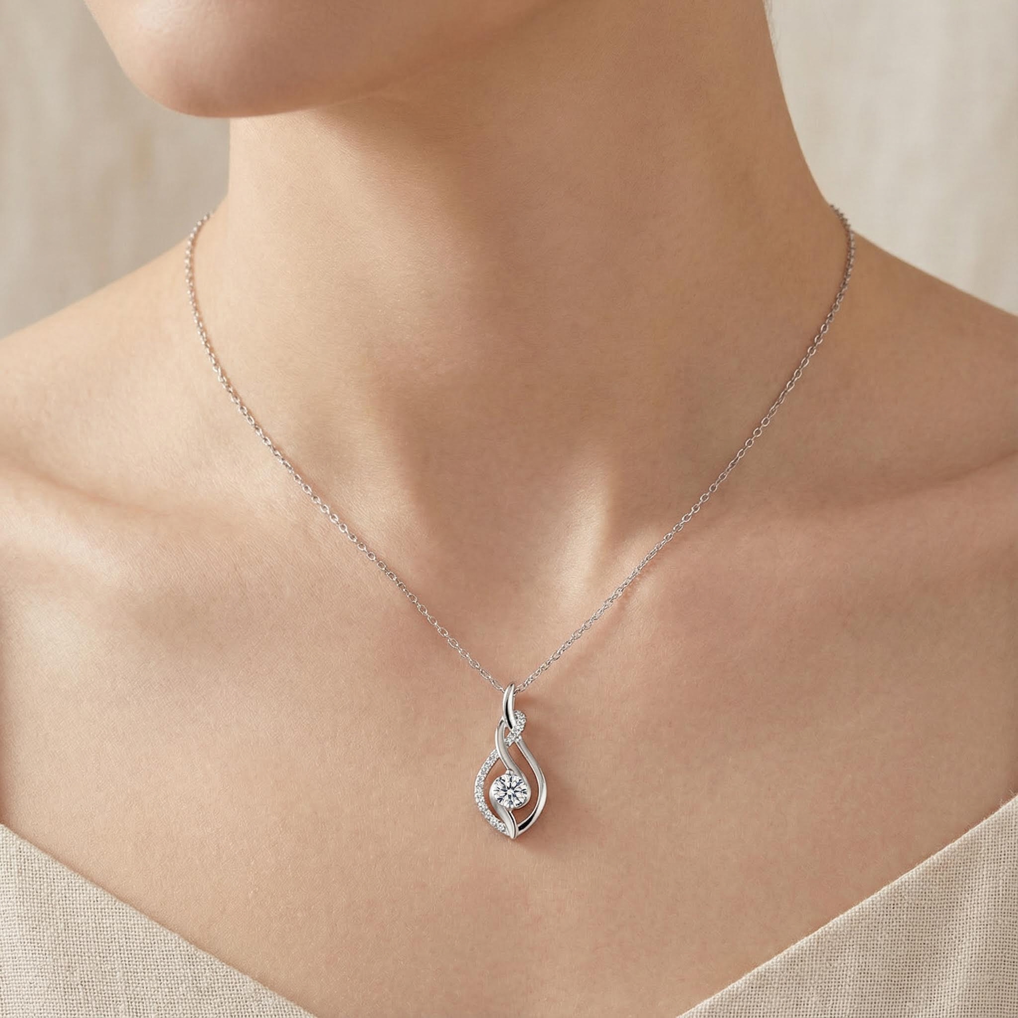 0.5CT Round Cut VVS Moissanite S925 Silver Pendant Necklace 0.5CT Round Cut VVS Moissanite S925 Silver Pendant Necklace