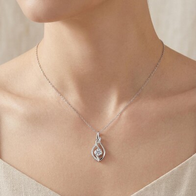 0.5CT Round Cut VVS Moissanite S925 Silver Pendant Necklace