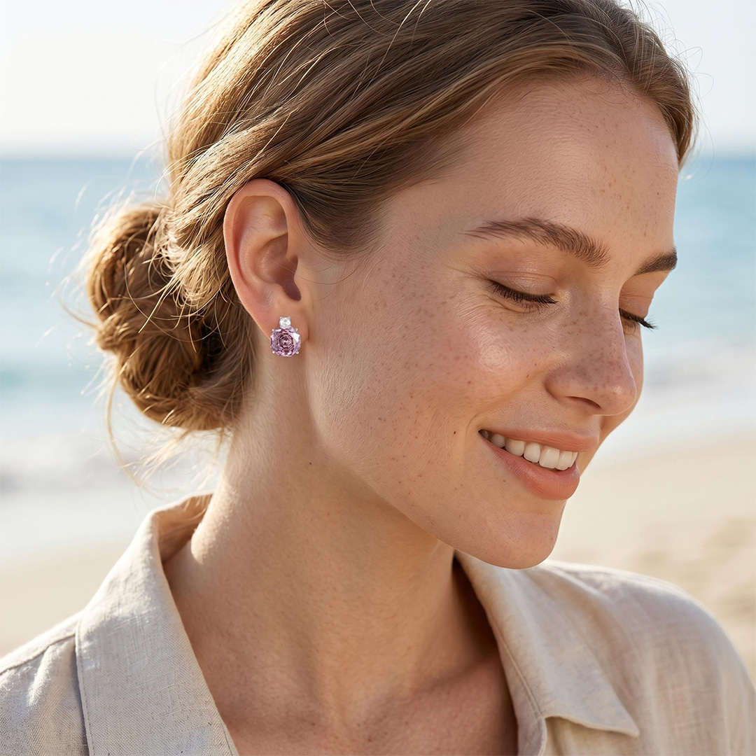 Roses Cut Diamond Necklace & Earrings & Ring Jewelry Set Roses Cut Diamond Necklace & Earrings & Ring Jewelry Set